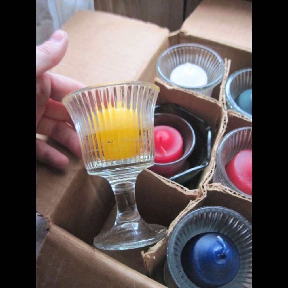 6 Tiara Indiana Glass Footed Votive Crystal Candle Holder Facets Panels Lead Cup